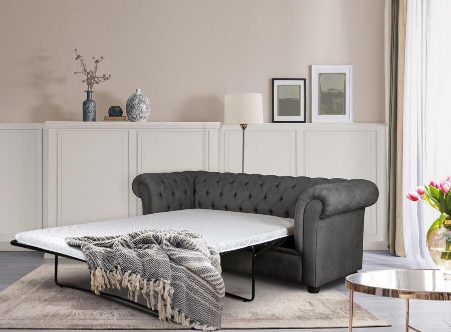 Home affaire 3-zitsbank CHARENTE optionele slaapbank Chesterfield-sofa bedfunctie met edele knoopbevestiging en typische armleuningen b d h 198 89 74 cm - Foto 2