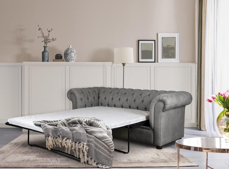 Home affaire 3-zitsbank CHARENTE optionele slaapbank Chesterfield-sofa bedfunctie met edele knoopbevestiging en typische armleuningen b d h 198 89 74 cm - Foto 2