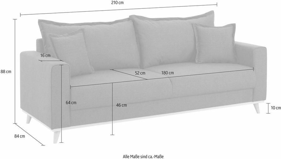 Home affaire 3-zitsbank EDINA ook in katoenmix-overtrekstof in scandinavische stijl - Foto 2