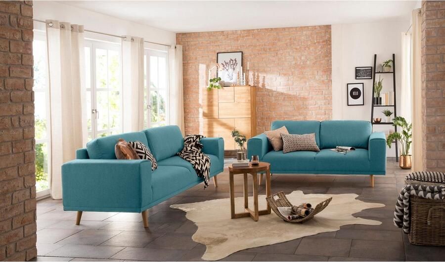 Home affaire 2-zitsbank Lasse in scandinavische stijl met houten poten - Foto 3