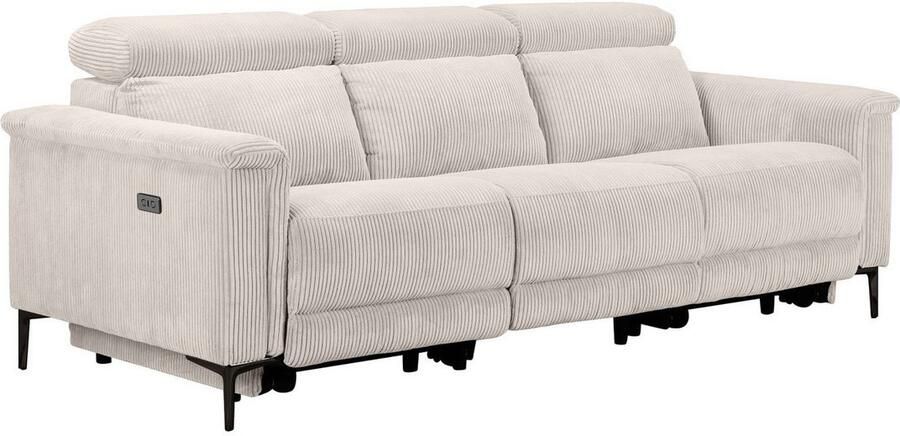 Home affaire 3-zitsbank Lund Cord met handmatige of elektrische relaxfunctie in 2 zitplaatsen - Foto 7