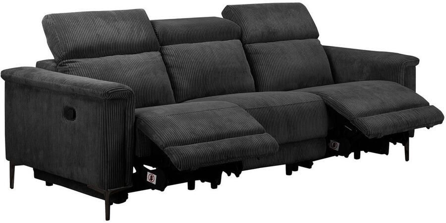 Home affaire 3-zitsbank Lund Cord met handmatige of elektrische relaxfunctie in 2 zitplaatsen - Foto 6
