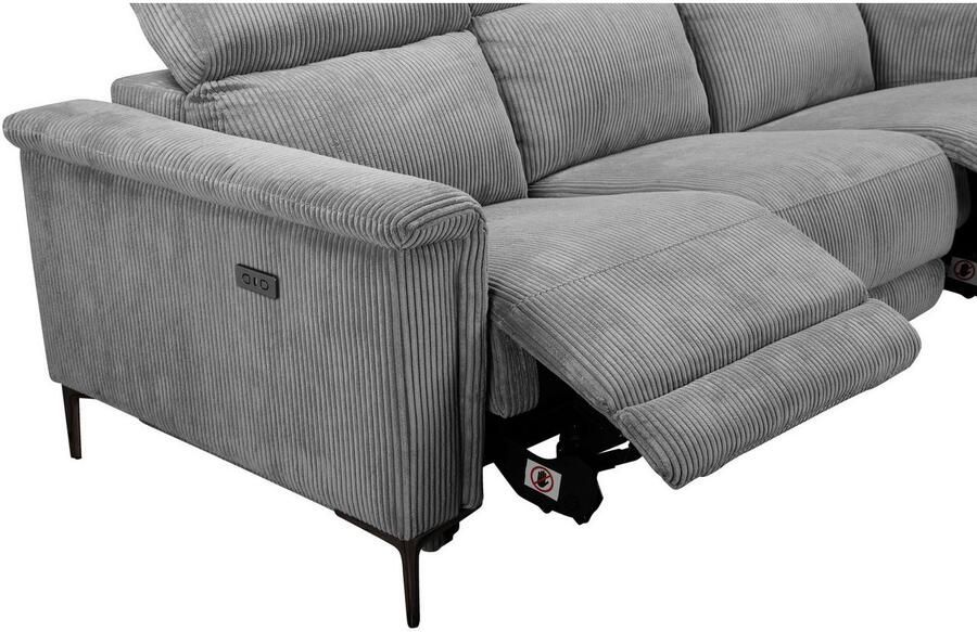 Home affaire 3-zitsbank Lund Cord met handmatige of elektrische relaxfunctie in 2 zitplaatsen - Foto 3