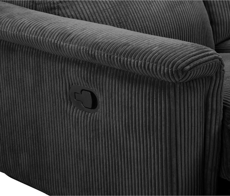 Home affaire 3-zitsbank Lund Cord met handmatige of elektrische relaxfunctie in 2 zitplaatsen