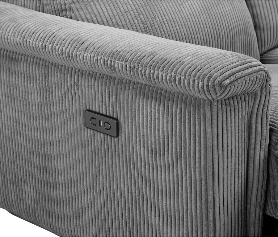 Home affaire 3-zitsbank Lund Cord met handmatige of elektrische relaxfunctie in 2 zitplaatsen