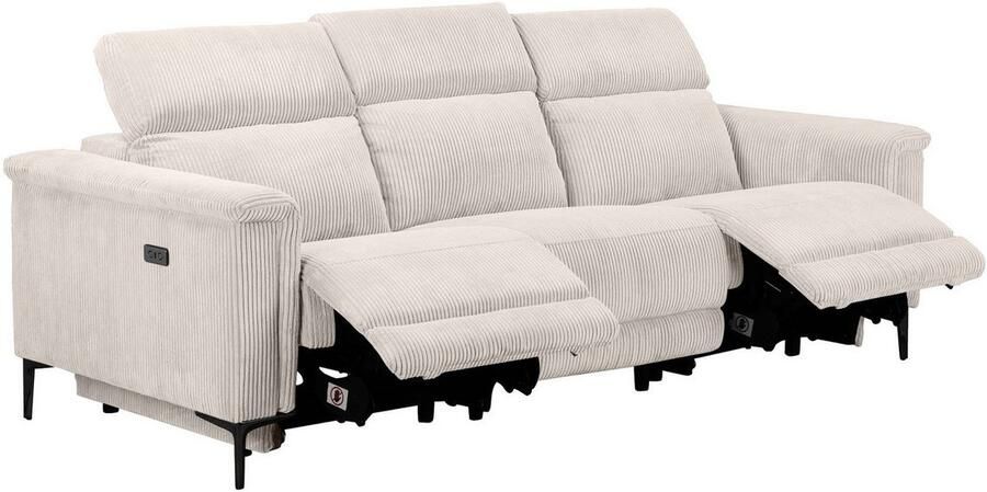 Home affaire 3-zitsbank Lund Cord met handmatige of elektrische relaxfunctie in 2 zitplaatsen - Foto 6