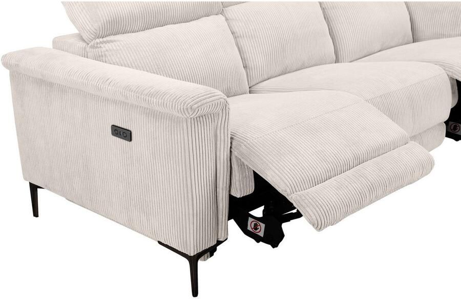 Home affaire 3-zitsbank Lund Cord met handmatige of elektrische relaxfunctie in 2 zitplaatsen - Foto 3