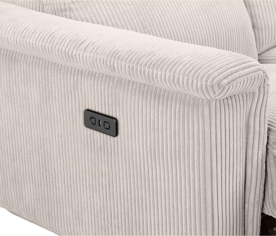 Home affaire 3-zitsbank Lund Cord met handmatige of elektrische relaxfunctie in 2 zitplaatsen