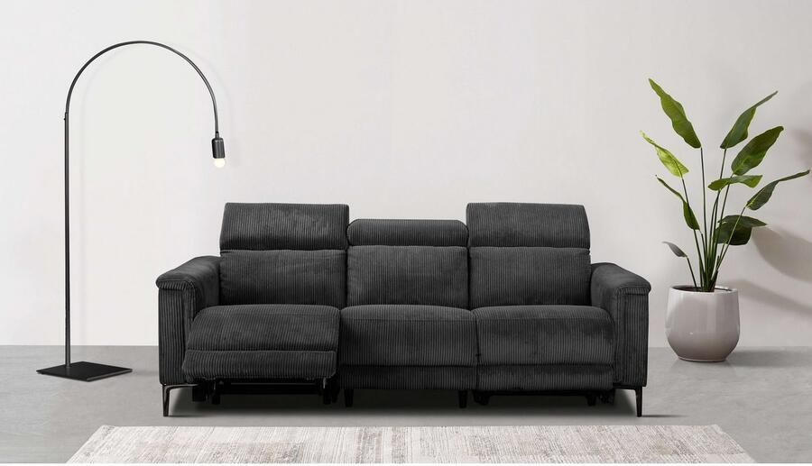 Home affaire 3-zitsbank Lund Cord met handmatige of elektrische relaxfunctie in 2 zitplaatsen - Foto 5