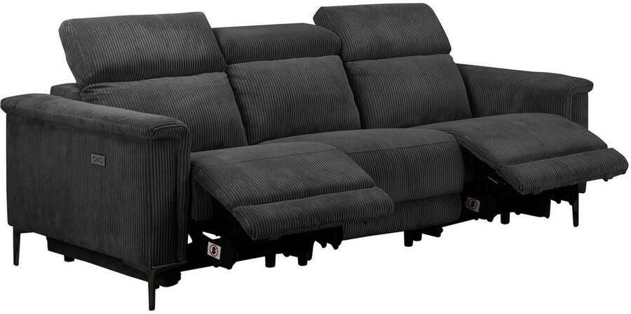Home affaire 3-zitsbank Lund Cord met handmatige of elektrische relaxfunctie in 2 zitplaatsen - Foto 6