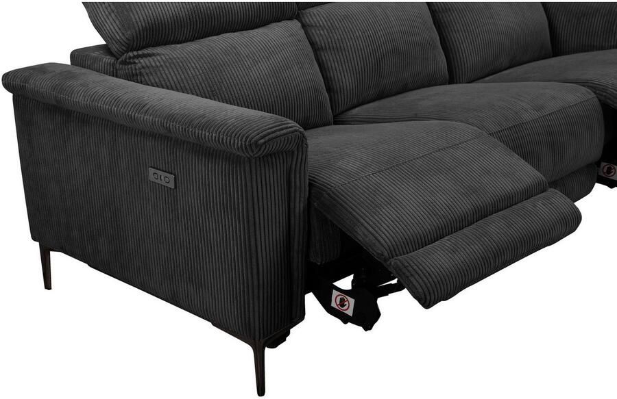 Home affaire 3-zitsbank Lund Cord met handmatige of elektrische relaxfunctie in 2 zitplaatsen - Foto 3