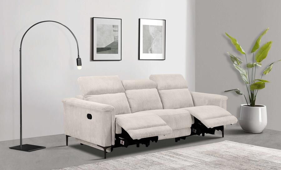 Home affaire 3-zitsbank Lund Cord met handmatige of elektrische relaxfunctie in 2 zitplaatsen - Foto 10