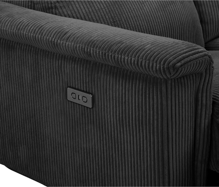 Home affaire 3-zitsbank Lund Cord met handmatige of elektrische relaxfunctie in 2 zitplaatsen