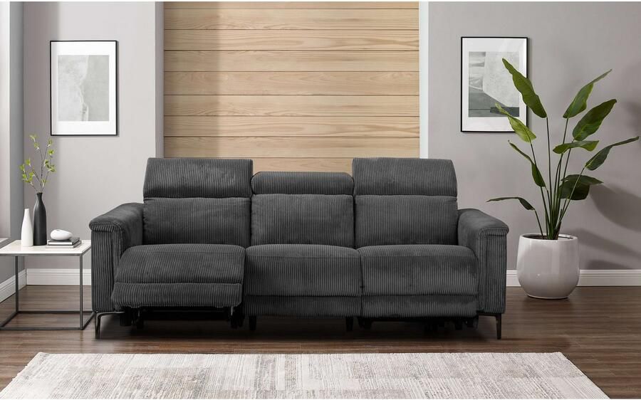 Home affaire 3-zitsbank Lund Cord met handmatige of elektrische relaxfunctie in 2 zitplaatsen - Foto 4