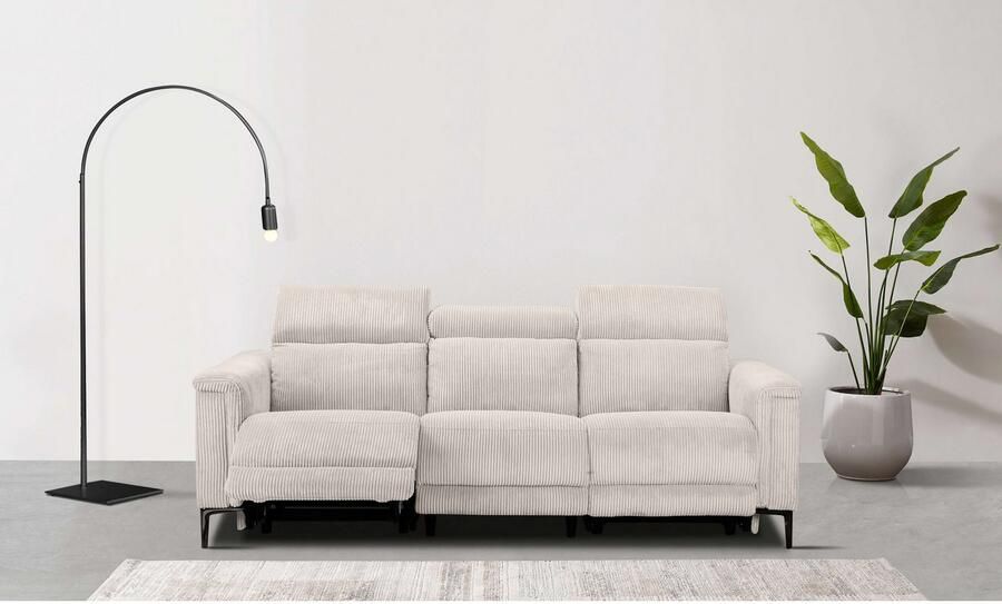 Home affaire 3-zitsbank Lund Cord met handmatige of elektrische relaxfunctie in 2 zitplaatsen - Foto 5