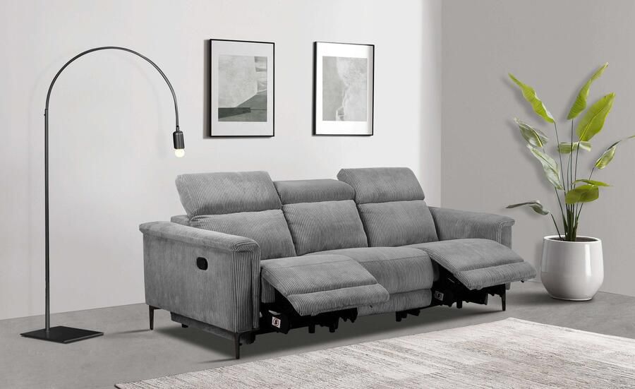 Home affaire 3-zitsbank Lund Cord met handmatige of elektrische relaxfunctie in 2 zitplaatsen - Foto 9