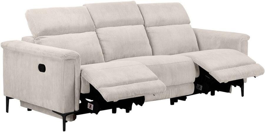 Home affaire 3-zitsbank Lund Cord met handmatige of elektrische relaxfunctie in 2 zitplaatsen - Foto 6