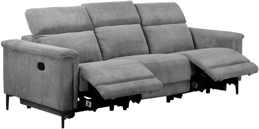 Home affaire 3-zitsbank Lund Cord met handmatige of elektrische relaxfunctie in 2 zitplaatsen - Foto 6