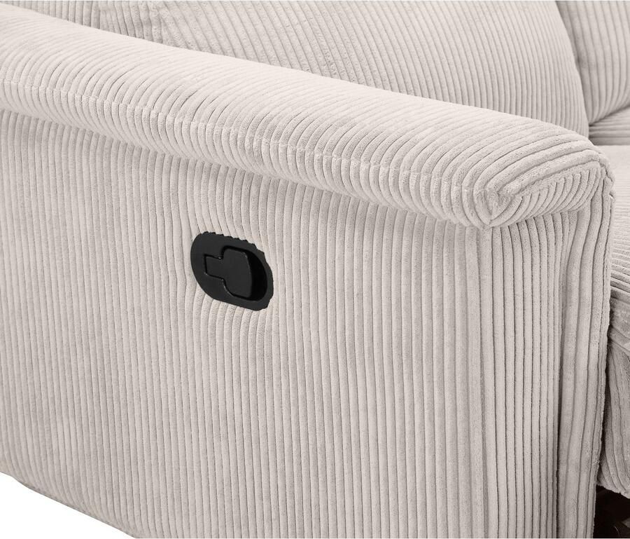 Home affaire 3-zitsbank Lund Cord met handmatige of elektrische relaxfunctie in 2 zitplaatsen