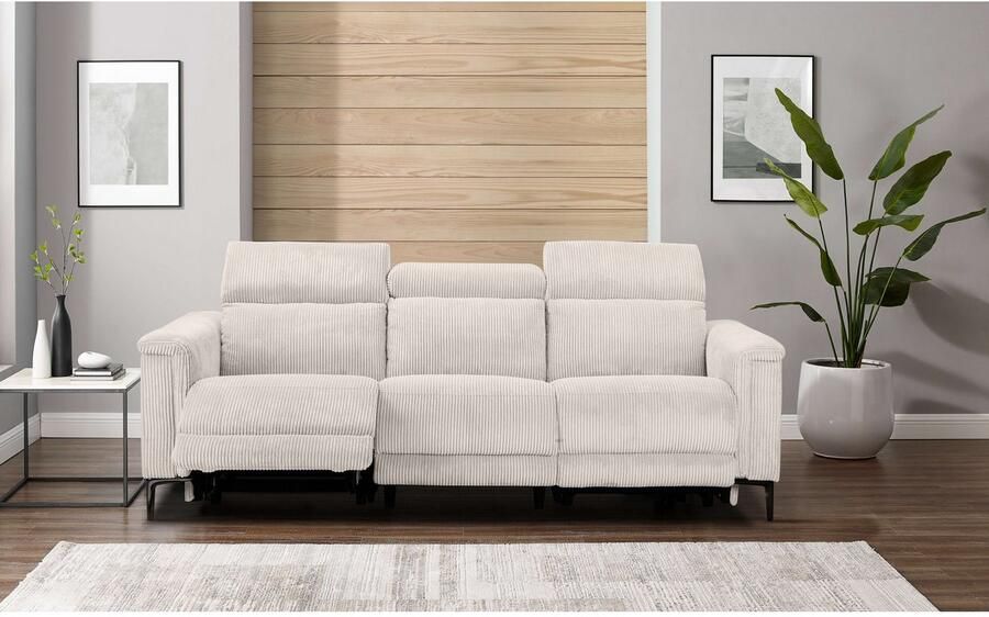 Home affaire 3-zitsbank Lund Cord met handmatige of elektrische relaxfunctie in 2 zitplaatsen - Foto 4