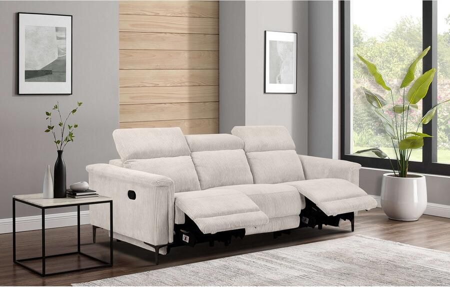 Home affaire 3-zitsbank Lund Cord met handmatige of elektrische relaxfunctie in 2 zitplaatsen - Foto 3