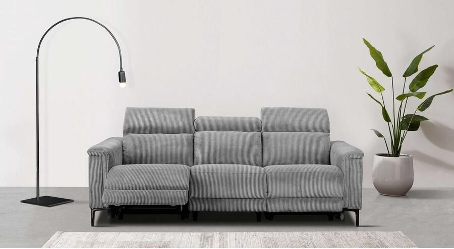 Home affaire 3-zitsbank Lund Cord met handmatige of elektrische relaxfunctie in 2 zitplaatsen - Foto 5
