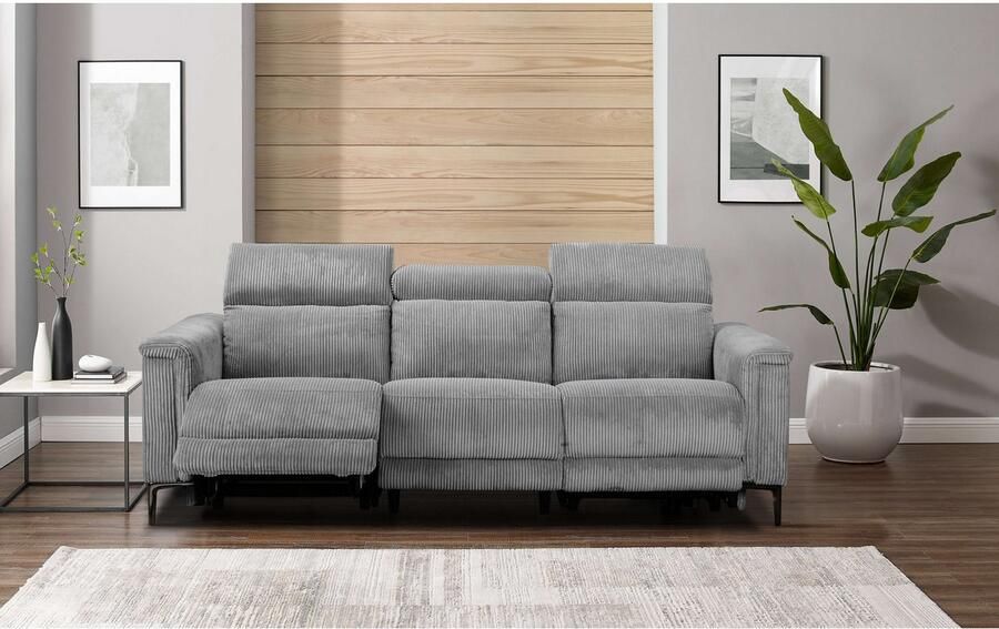 Home affaire 3-zitsbank Lund Cord met handmatige of elektrische relaxfunctie in 2 zitplaatsen - Foto 4