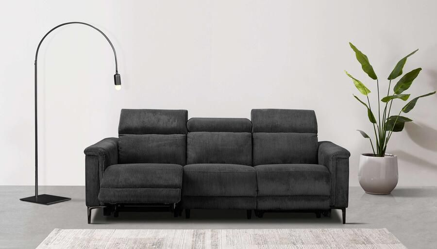 Home affaire 3-zitsbank Lund Cord met handmatige of elektrische relaxfunctie in 2 zitplaatsen - Foto 7