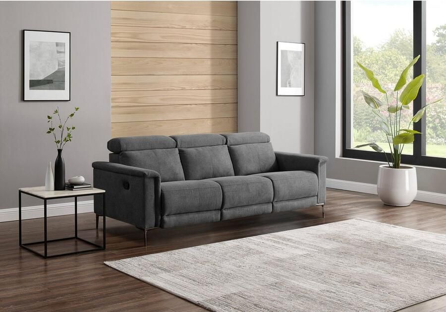 Home affaire 3-zitsbank Lund met handmatige en elektrische relaxfunctie in 2 zittingen (links en rechts) usb-c echt leer kunstleer weefstof - Foto 4