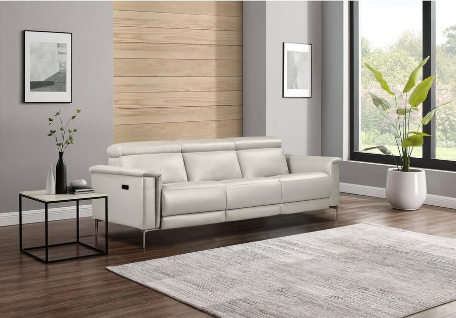 Home affaire 3-zitsbank Lund met handmatige en elektrische relaxfunctie in 2 zittingen (links en rechts) usb-a echt leer kunstleer geweven stof - Foto 2