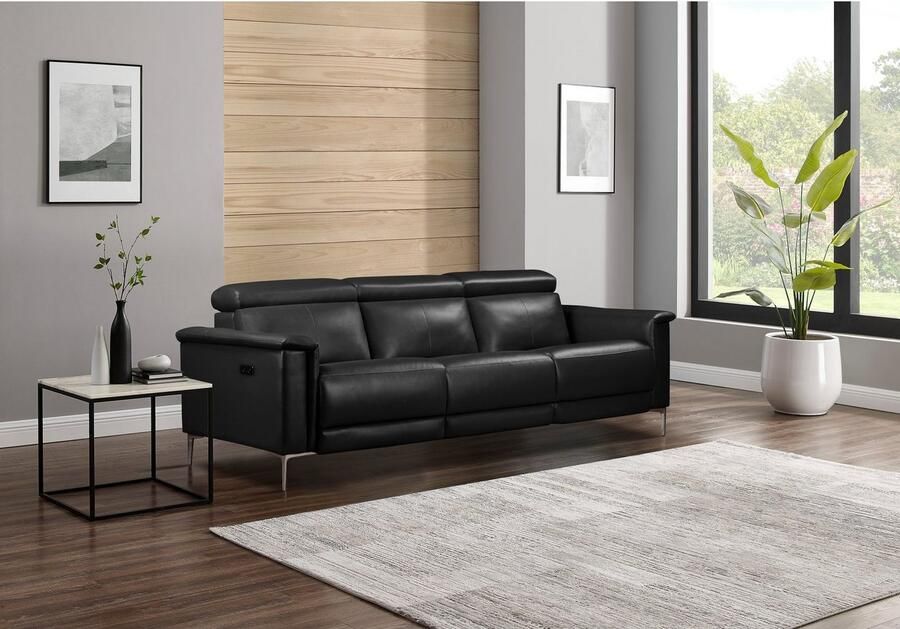 Home affaire 3-zitsbank Lund met handmatige en elektrische relaxfunctie in 2 zittingen (links en rechts) usb-c echt leer kunstleer weefstof - Foto 3