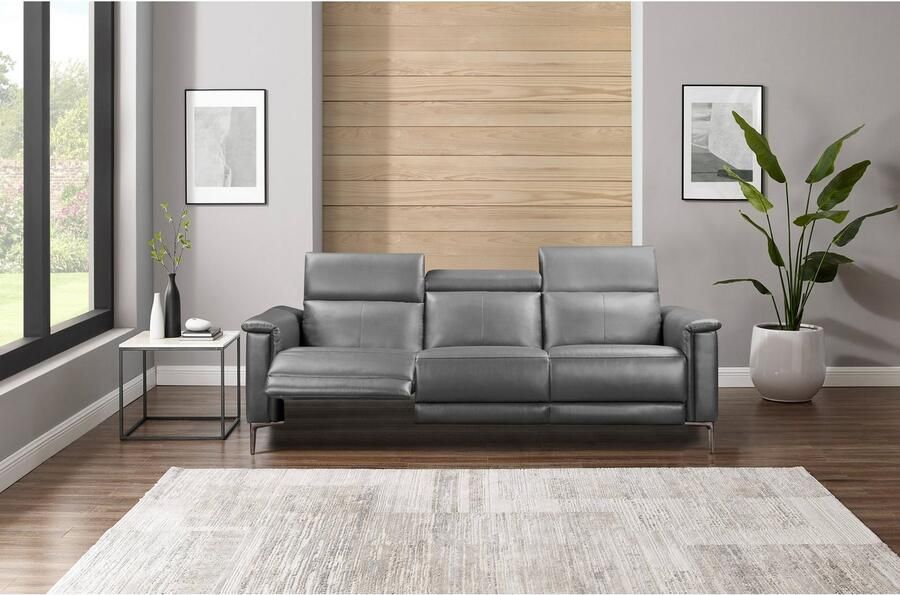 Home affaire 3-zitsbank Lund met handmatige en elektrische relaxfunctie in 2 zittingen (links en rechts) usb-a echt leer kunstleer geweven stof - Foto 4