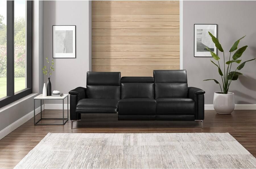 Home affaire 3-zitsbank Lund met handmatige en elektrische relaxfunctie in 2 zittingen (links en rechts) usb-c echt leer kunstleer weefstof - Foto 5