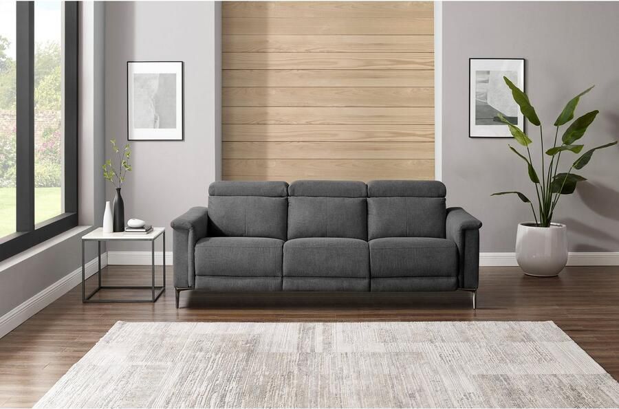Home affaire 3-zitsbank Lund met handmatige en elektrische relaxfunctie in 2 zittingen (links en rechts) usb-c echt leer kunstleer weefstof - Foto 5