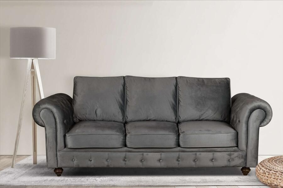 Home affaire 3-zitsbank MENDITTE Knoopstiksels in het armleuninggebied en aan de voorrand hoge kwaliteit - Foto 6