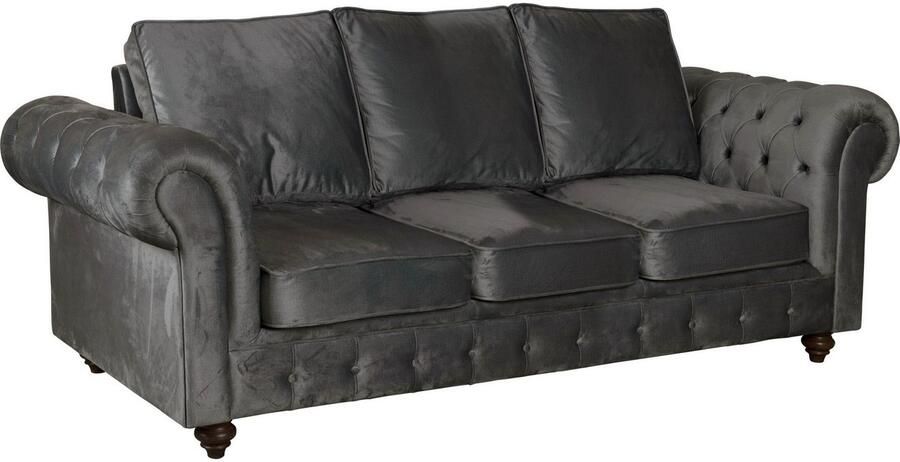 Home affaire 3-zitsbank MENDITTE Knoopstiksels in het armleuninggebied en aan de voorrand hoge kwaliteit - Foto 4