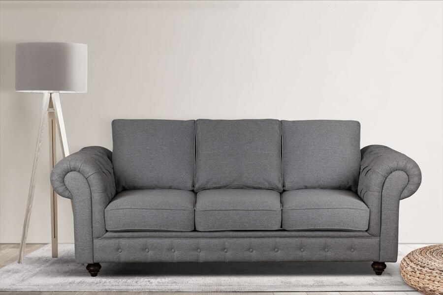 Home affaire 3-zitsbank MENDITTE Knoopstiksels in het armleuninggebied en aan de voorrand hoge kwaliteit - Foto 6