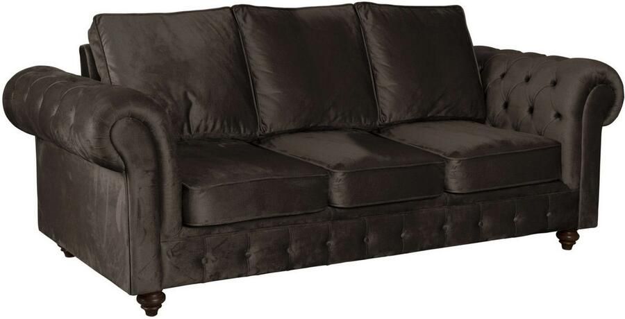 Home affaire 3-zitsbank MENDITTE Knoopstiksels in het armleuninggebied en aan de voorrand hoge kwaliteit - Foto 4