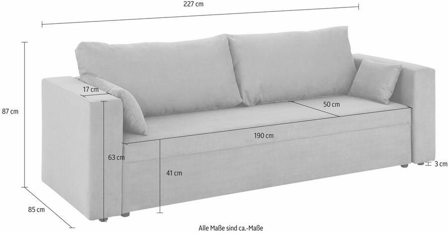 Home affaire 3-zitsbank Puur optioneel met slaapfunctie