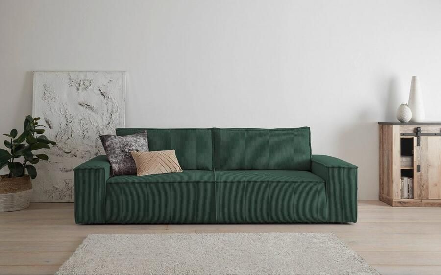 Home affaire 3-zitsbank SHERWOOD slaapbank (257 cm) ribfluweel velours vintage lederlook - Foto 8