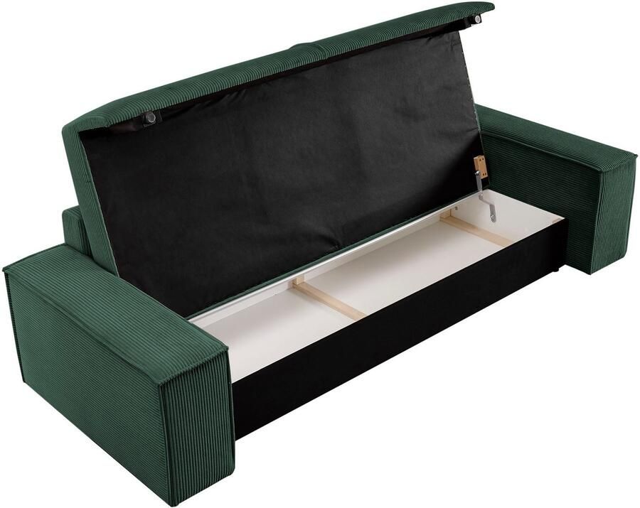 Home affaire 3-zitsbank SHERWOOD slaapbank (257 cm) ribfluweel velours vintage lederlook - Foto 3