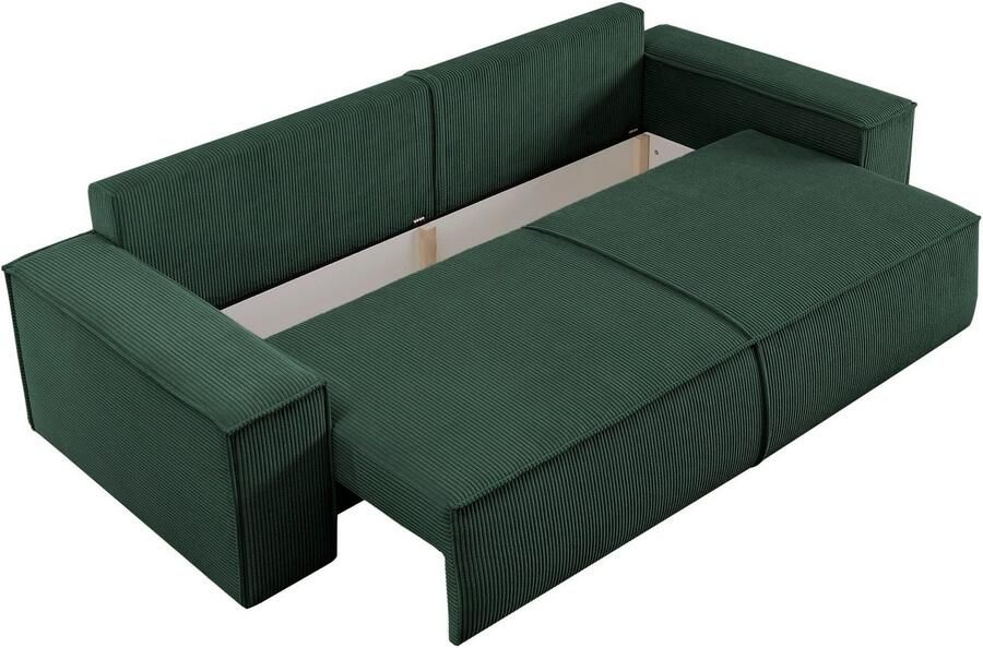 Home affaire 3-zitsbank SHERWOOD slaapbank (257 cm) ribfluweel velours vintage lederlook - Foto 6