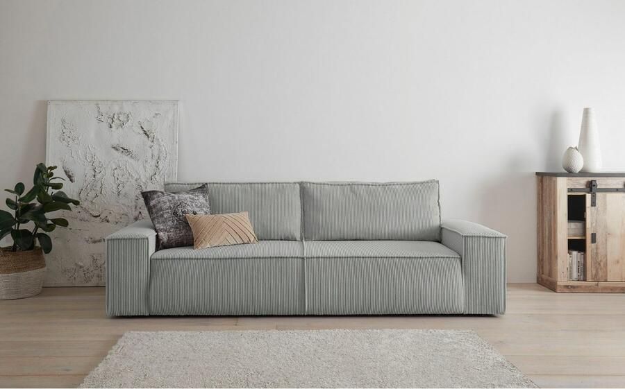 Home affaire 3-zitsbank SHERWOOD slaapbank (257 cm) ribfluweel velours vintage lederlook - Foto 11