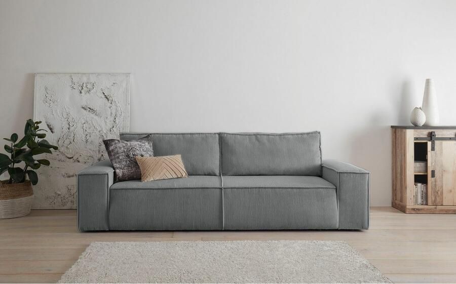 Home affaire 3-zitsbank SHERWOOD slaapbank (257 cm) ribfluweel velours vintage lederlook - Foto 13