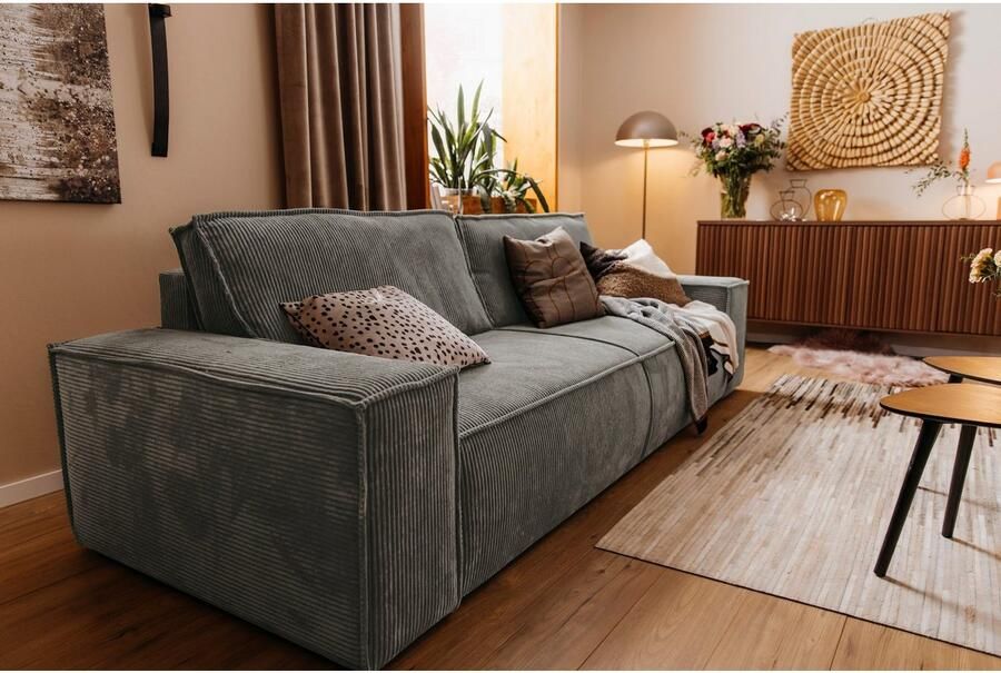 Home affaire 3-zitsbank SHERWOOD slaapbank (257 cm) ribfluweel velours vintage lederlook - Foto 9
