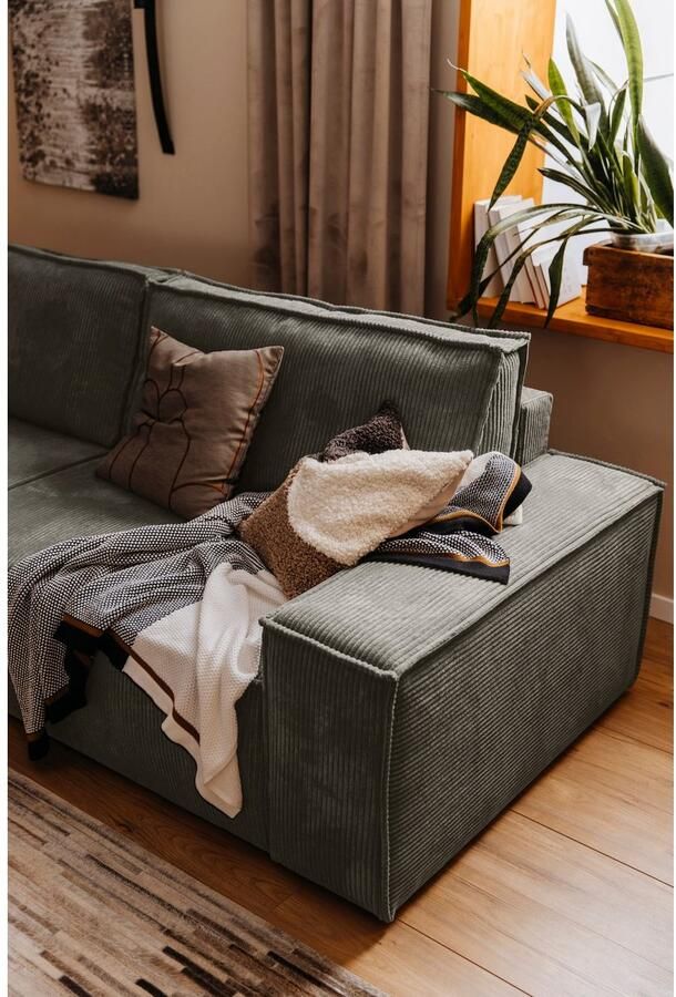 Home affaire 3-zitsbank SHERWOOD slaapbank (257 cm) ribfluweel velours vintage lederlook - Foto 7