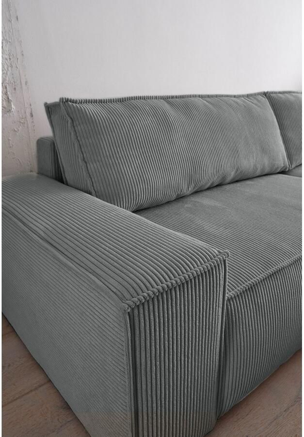 Home affaire 3-zitsbank SHERWOOD slaapbank (257 cm) ribfluweel velours vintage lederlook - Foto 6