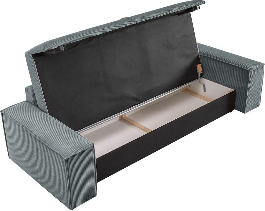Home affaire 3-zitsbank SHERWOOD slaapbank (257 cm) ribfluweel velours vintage lederlook - Foto 5