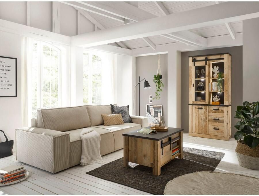 Home affaire 3-zitsbank SHERWOOD slaapbank (257 cm) ribfluweel velours vintage lederlook - Foto 8