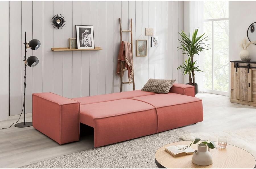 Home affaire 3-zitsbank SHERWOOD slaapbank (257 cm) ribfluweel velours vintage lederlook - Foto 5